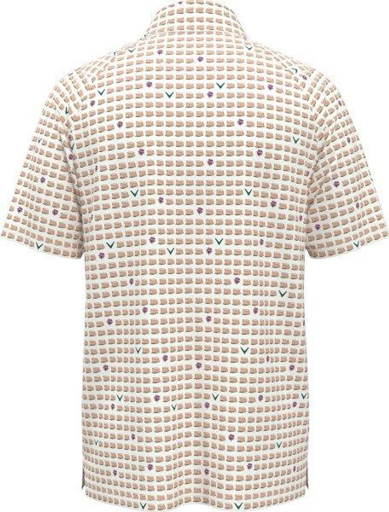 Men's One Pimento Two Green Print Short Sleeve Polo