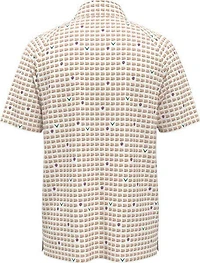 Men's One Pimento Two Green Print Short Sleeve Polo