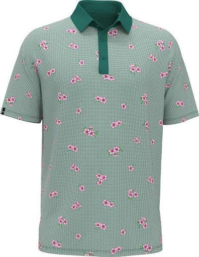 Men's Azalea Gingham Print Short Sleeve Polo