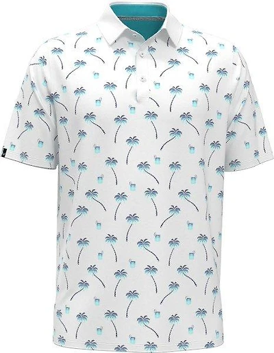 Men's Ombre Tropical Drink Print Short Sleeve Polo