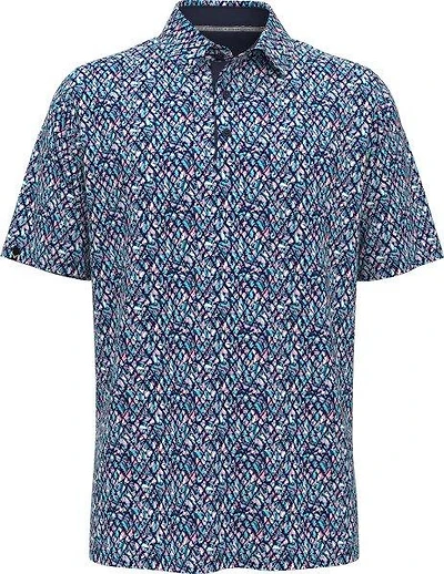 Men's Multi Color Palm Geo Print Short Sleeve Polo
