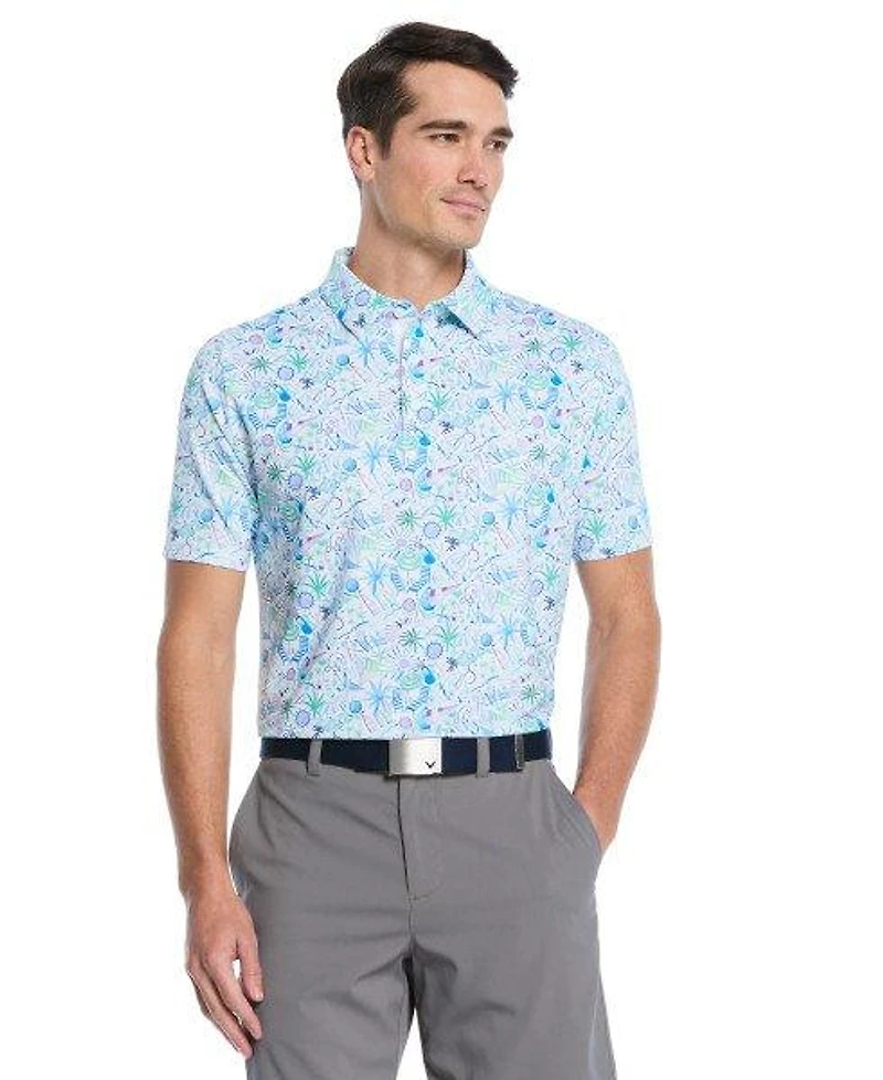 Men's Nautical Conversational Print Short Sleeve Polo