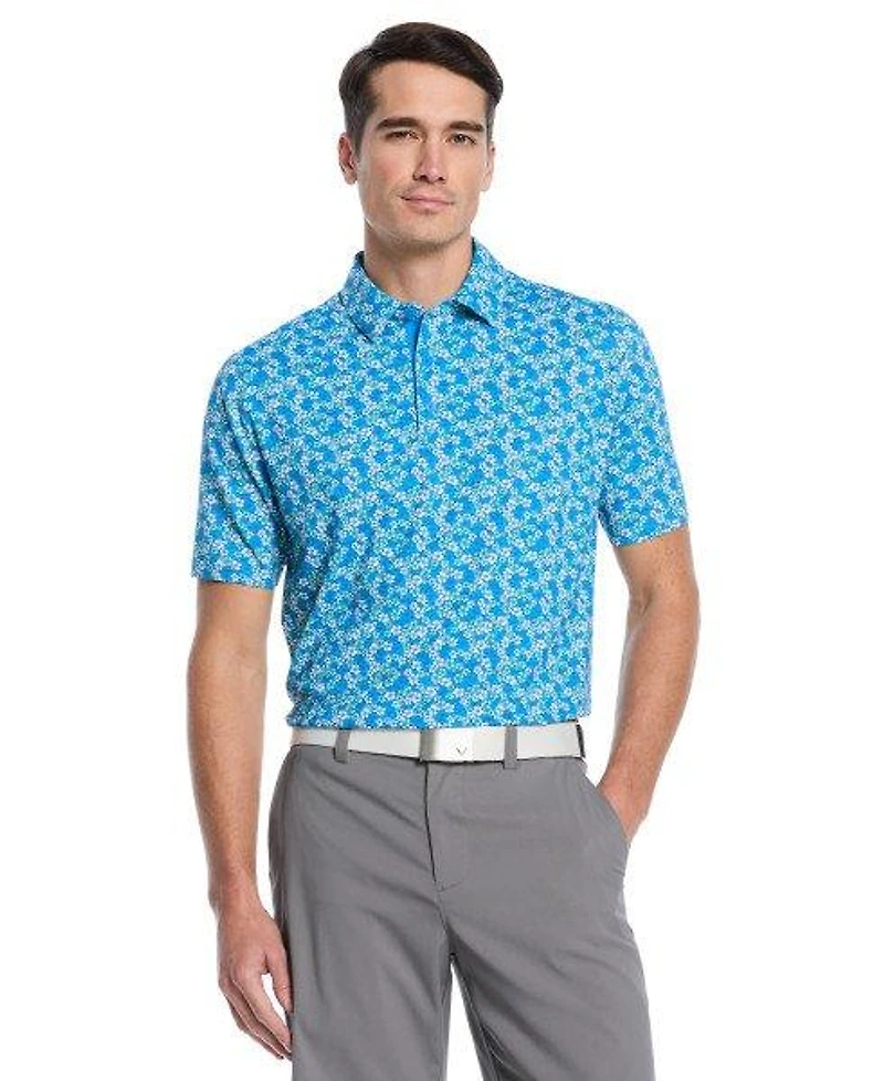 Men's Hibiscus Print Short Sleeve Polo