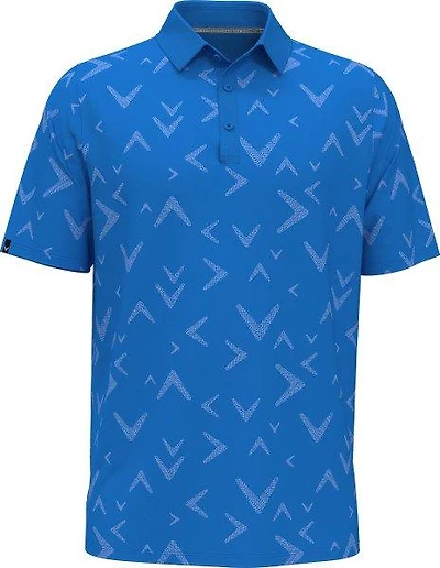 Men's Textured Chev Print Short Sleeve Polo