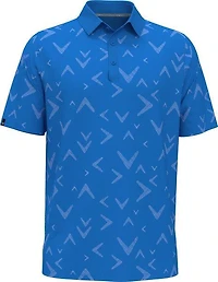 Men's Textured Chev Print Short Sleeve Polo
