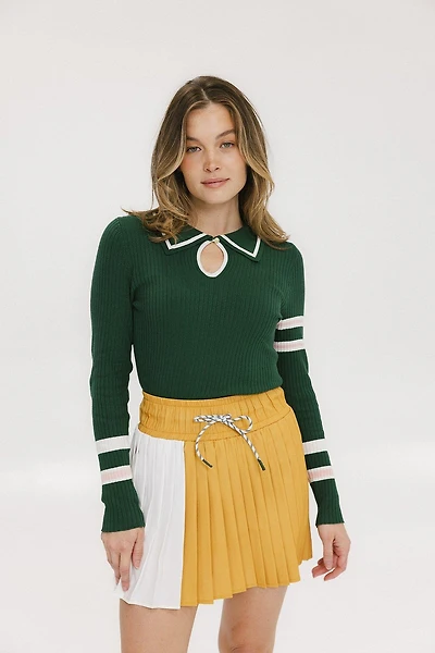 Women's Alice Ribbed Keyhole Long Sleeve Polo
