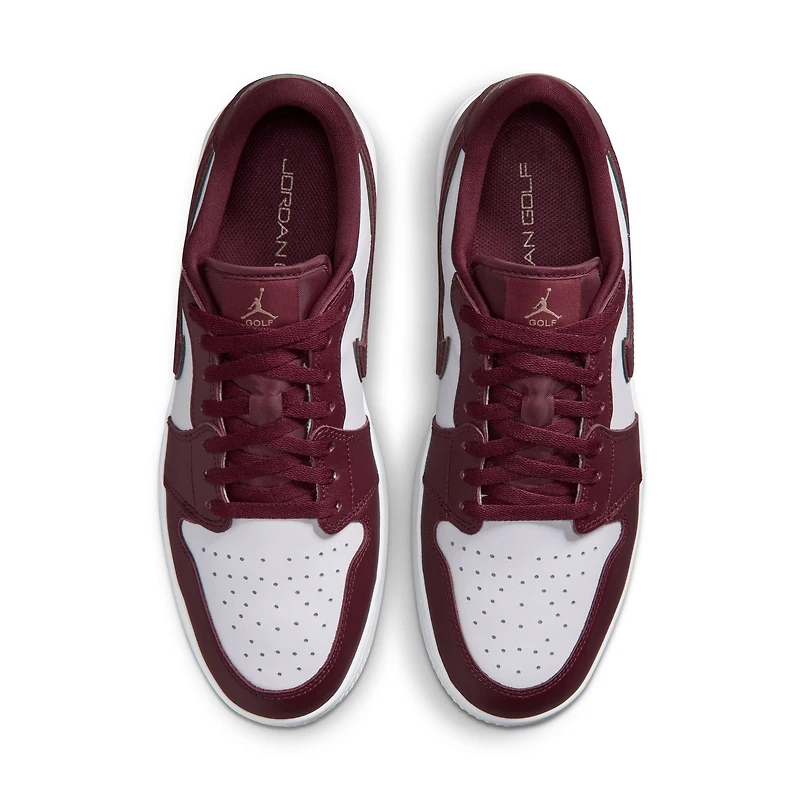 Air Jordan 1 Low G Spiked Golf Shoe - White/Burgundy/Gold