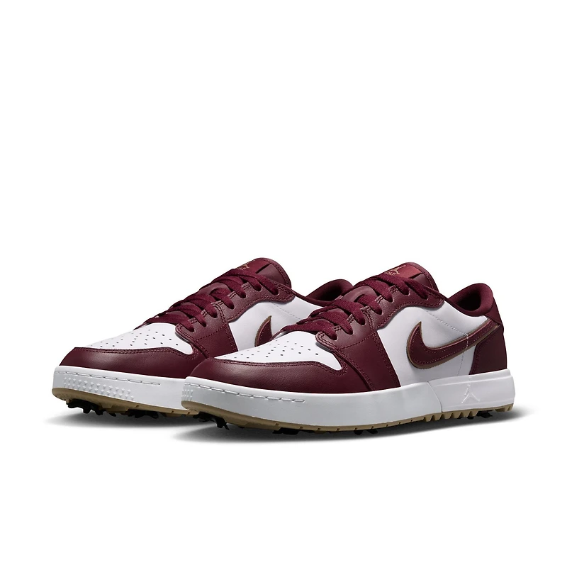 Air Jordan 1 Low G Spiked Golf Shoe - White/Burgundy/Gold