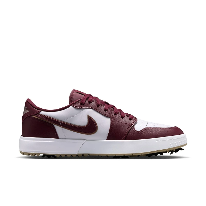 Air Jordan 1 Low G Spiked Golf Shoe - White/Burgundy/Gold