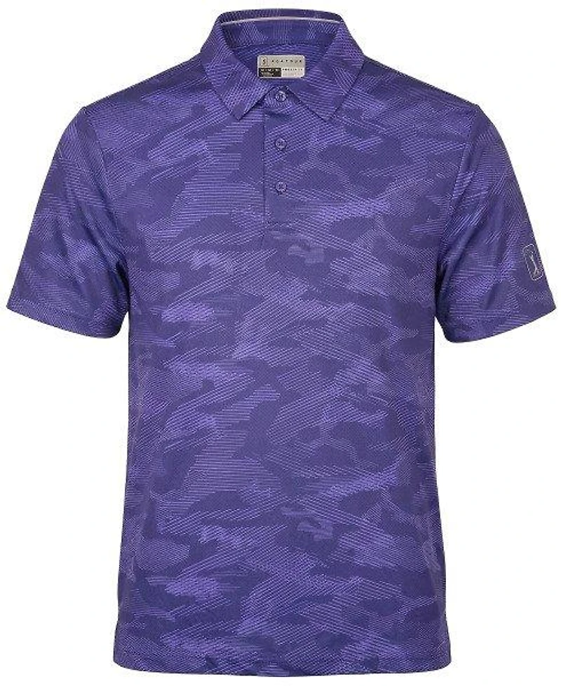 Men's All Over Textured Camo Printed Short Sleeve Polo