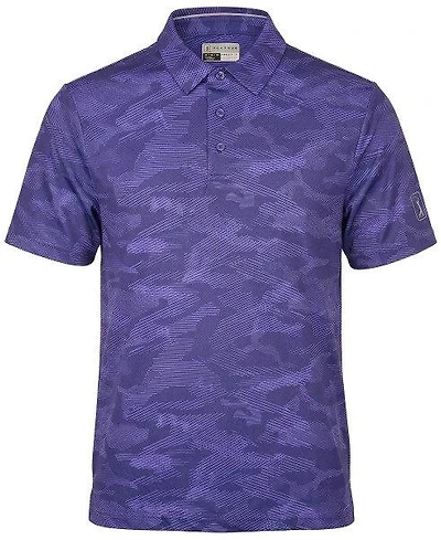 Men's All Over Textured Camo Printed Short Sleeve Polo