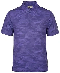 Men's All Over Textured Camo Printed Short Sleeve Polo
