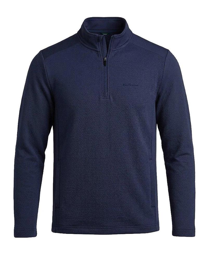Men's Mesh Texture Double Knit 1/4 Zip Sweater