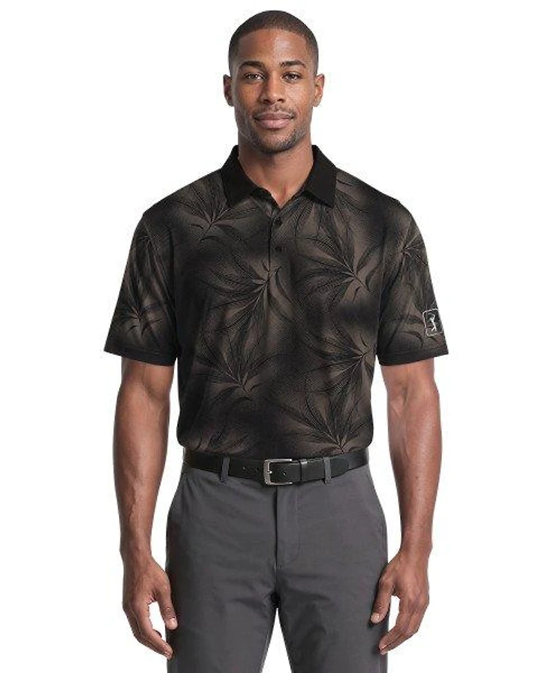 Men's Diffused Foliage Print Short Sleeve Polo