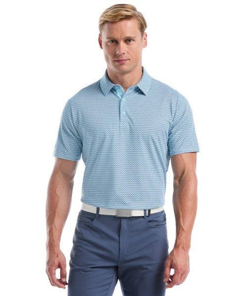 Men's Blocked Chev All Over Print Short Sleeve Polo