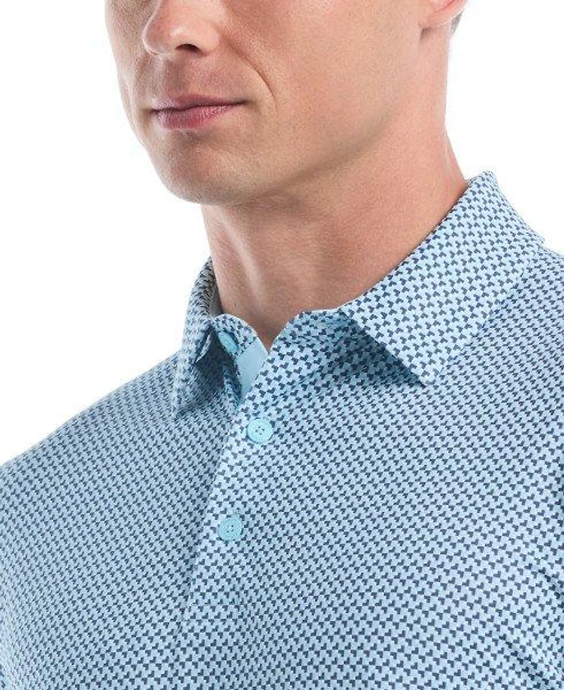 Men's Blocked Chev All Over Print Short Sleeve Polo