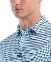 Men's Blocked Chev All Over Print Short Sleeve Polo