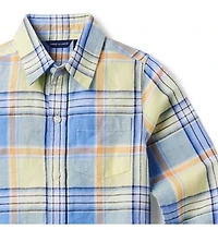 Plaid Linen Roll-Cuff Shirt