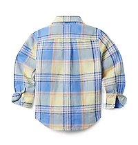 Plaid Linen Roll-Cuff Shirt