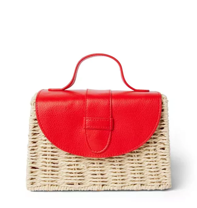 Pebbled Flap Straw Purse