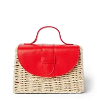 Pebbled Flap Straw Purse