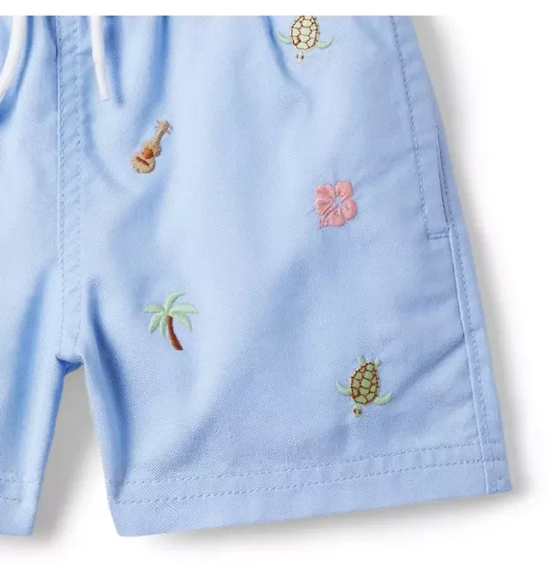 Recycled Embroidered Swim Trunk