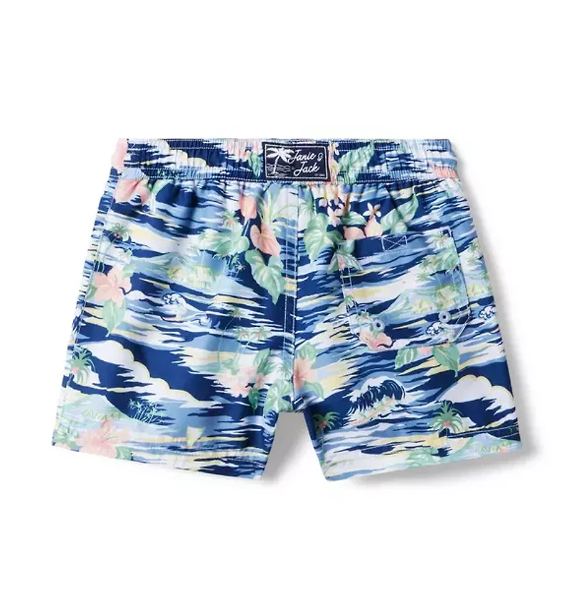 Recycled Island Hibiscus Swim Trunk