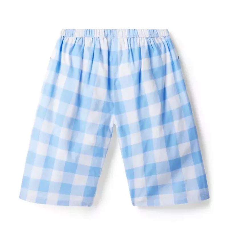 Gingham Wide Leg Cropped Pant