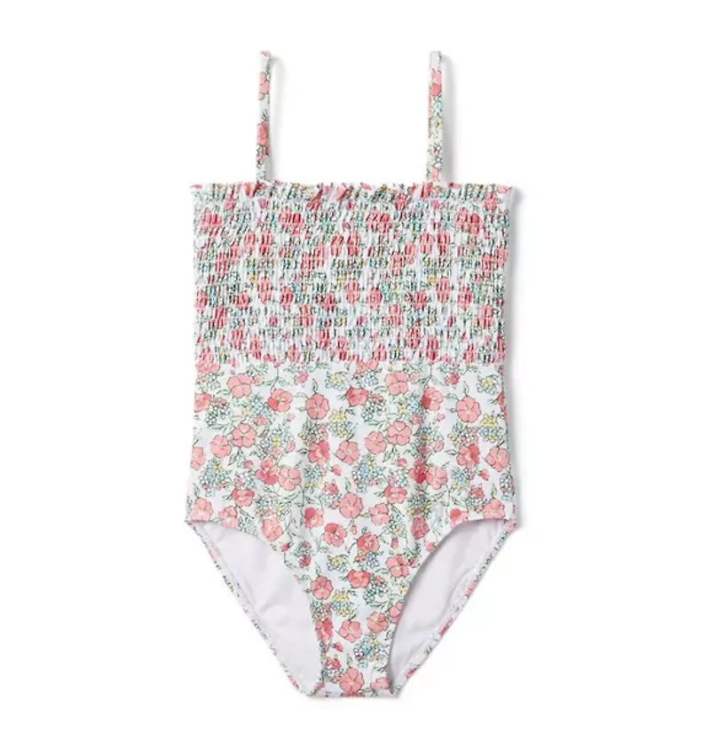 Recycled Floral Smocked Swimsuit