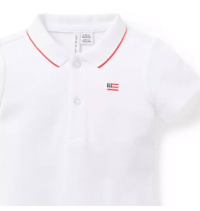 Baby Flag Icon Pique Polo Bodysuit