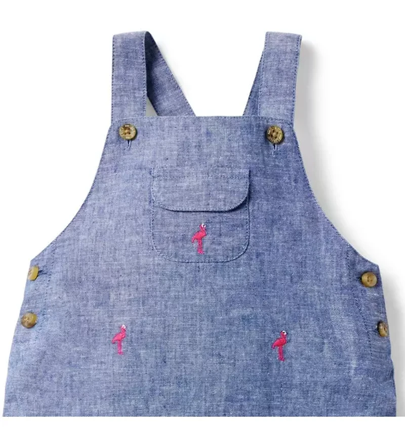 Baby Embroidered Flamingo Overall
