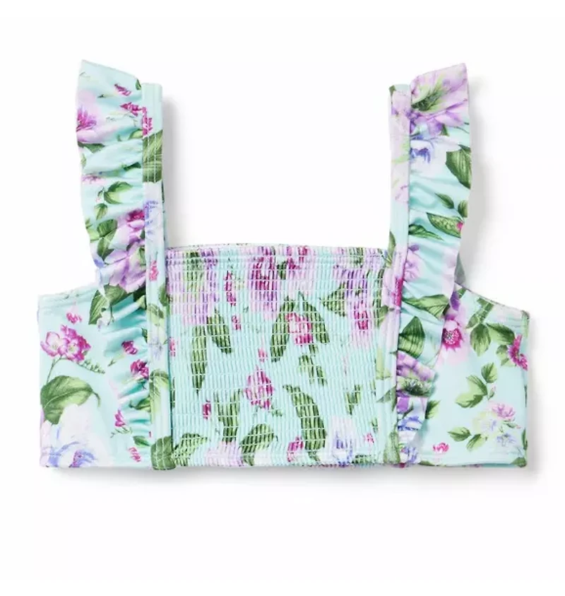 Recycled Floral Smocked 2-Piece Swimsuit
