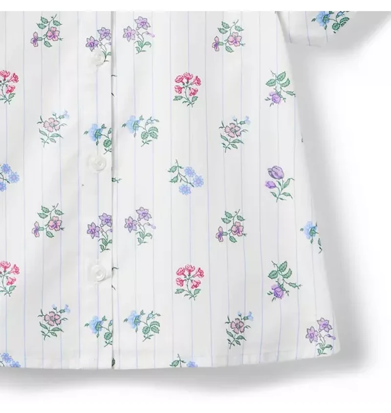 Floral Stripe Puff Sleeve Top