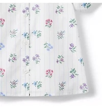 Floral Stripe Puff Sleeve Top
