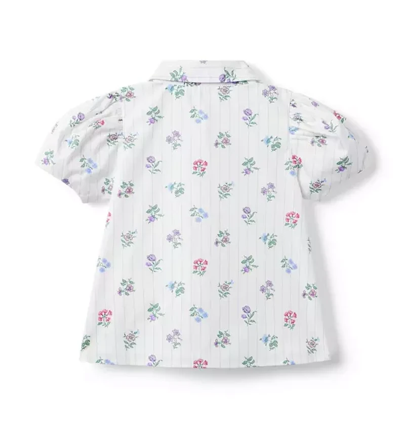Floral Stripe Puff Sleeve Top