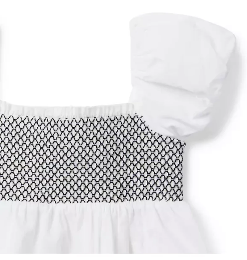 Embroidered Smocked Top