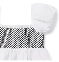 Embroidered Smocked Top