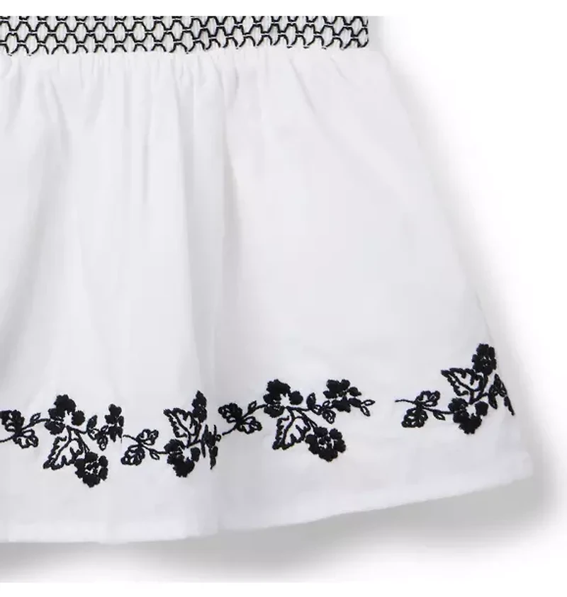 Embroidered Smocked Top