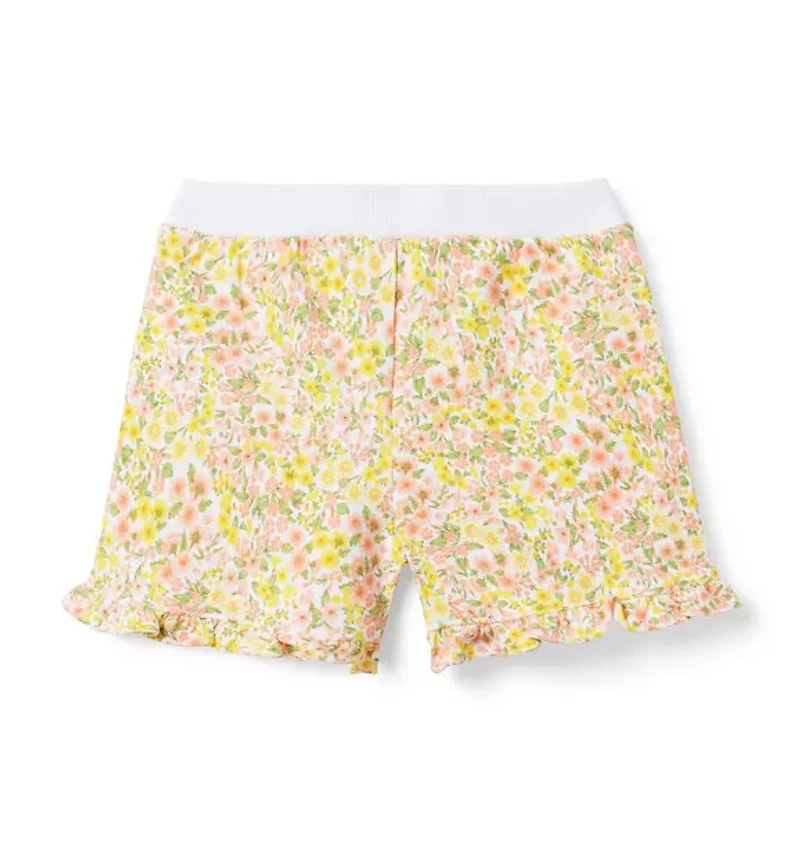 Floral Ruffle Hem French Terry Short