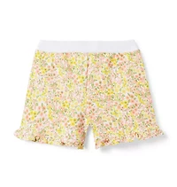 Floral Ruffle Hem French Terry Short