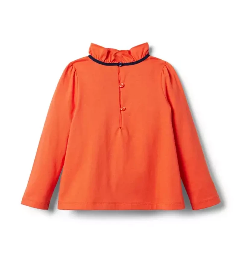 Ruffle Collar Bow Jersey Top