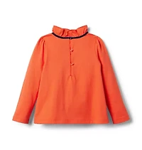 Ruffle Collar Bow Jersey Top