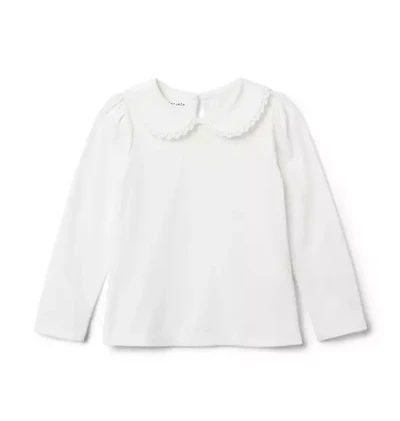 Lace Trim Collar Jersey Top