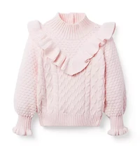 Cable Knit Ruffle Sweater