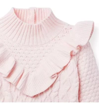 Cable Knit Ruffle Sweater
