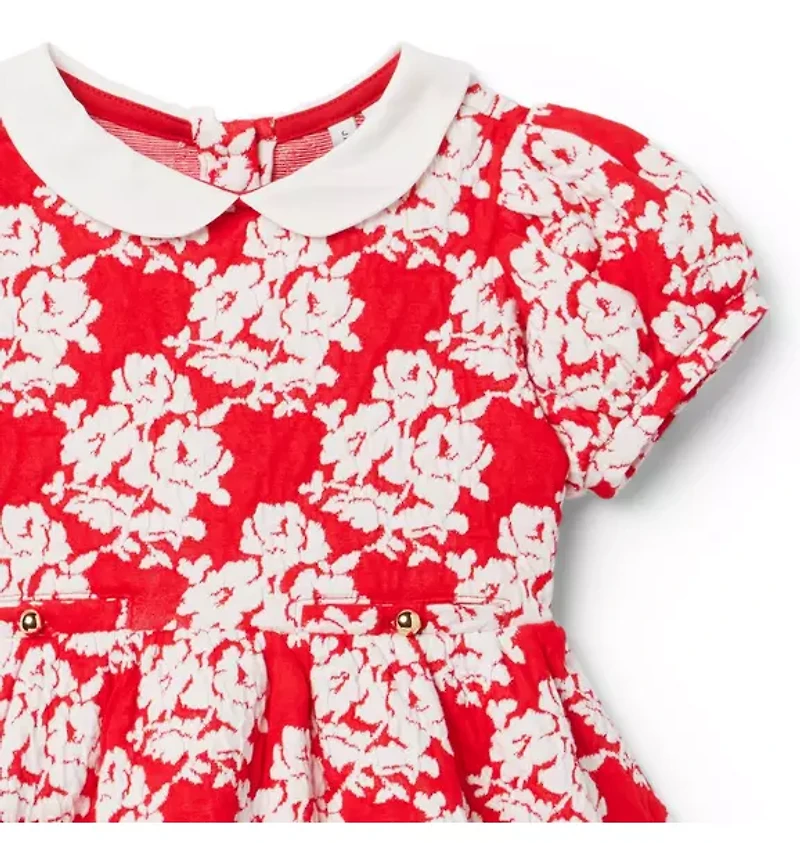 Rose Jacquard Collar Dress