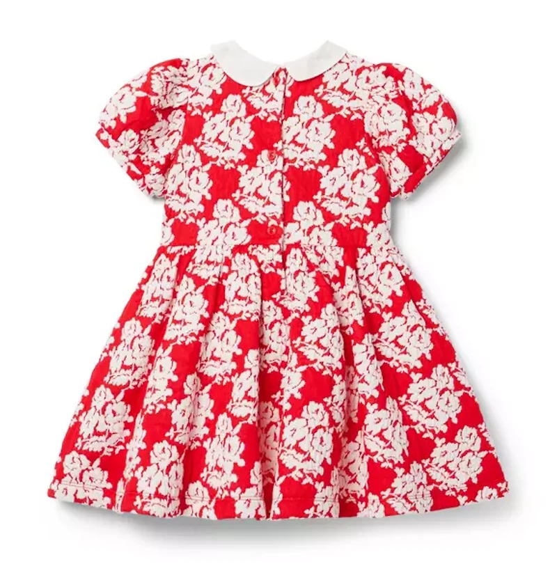 Rose Jacquard Collar Dress