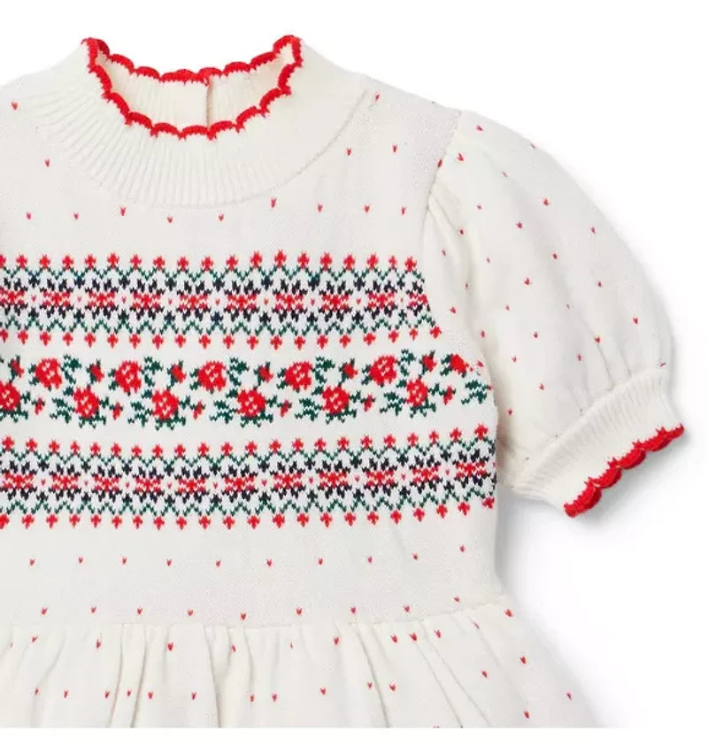 Fair Isle Rose Sweater Dress