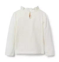 Ruffle Collar Bow Top