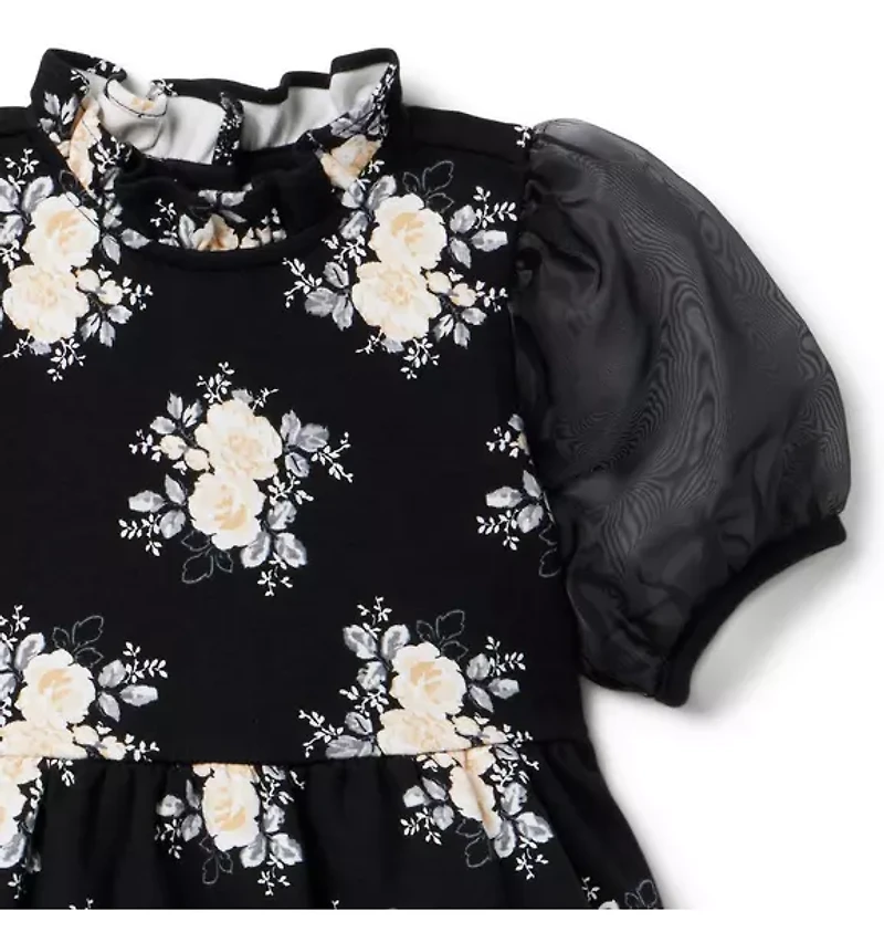 Floral Puff Sleeve Ponte Dress